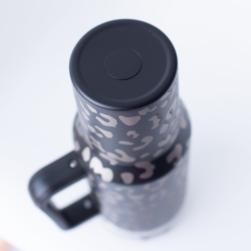 40oz Tumbler with Handle & Straw‎ with Lid Black Leopard Stainless Steel - Picture 4 of 4